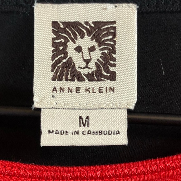 ANNE KLEIN Red and Black Long Sleeve Top - Picture 5 of 5